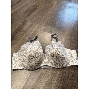 Cacique Grey Leopard Print Full Coverage Underwire Bra 42D Grey White Animal